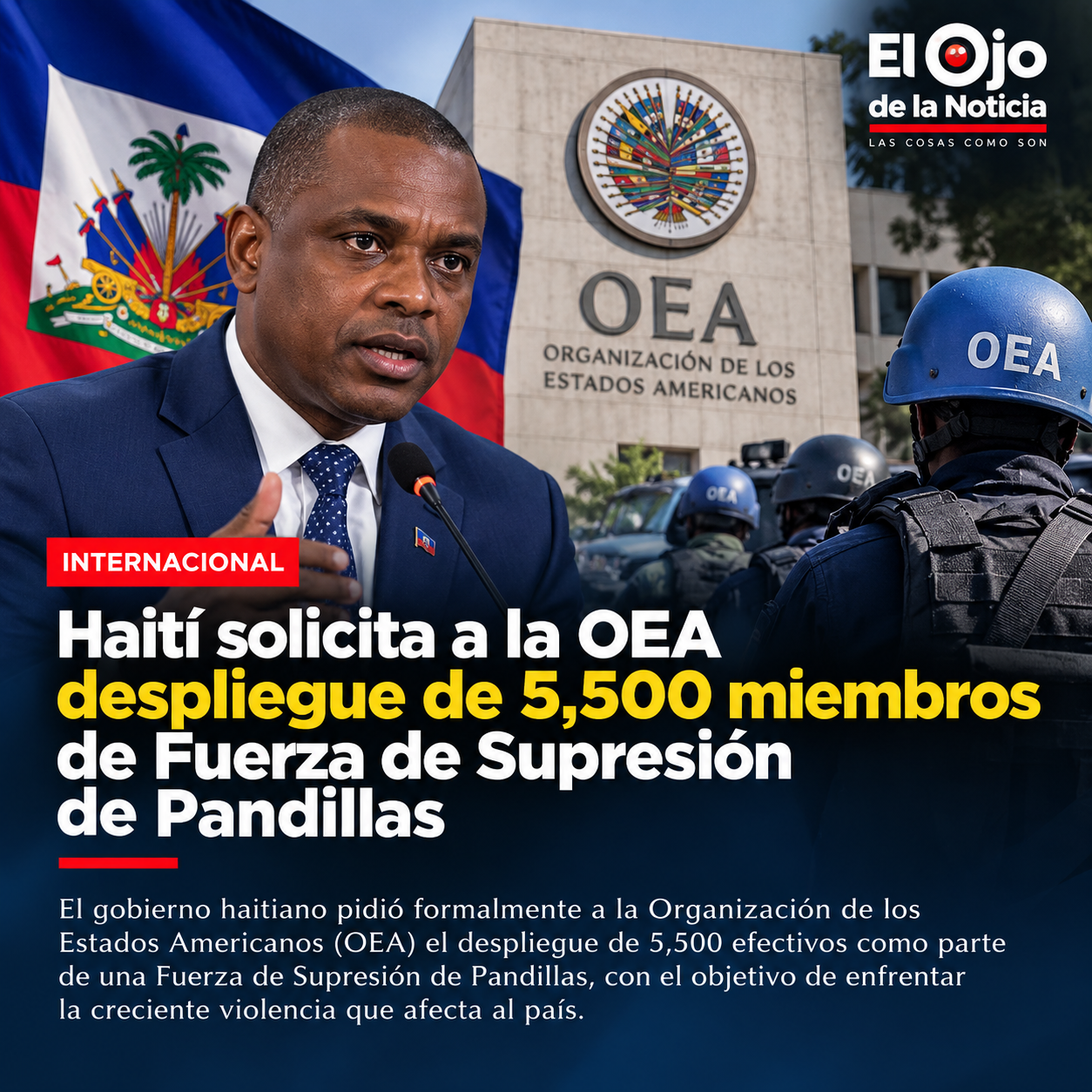 Haití solicita a la OEA despliegue de 5,500 miembros de Fuerza de Supresión de Pandillas