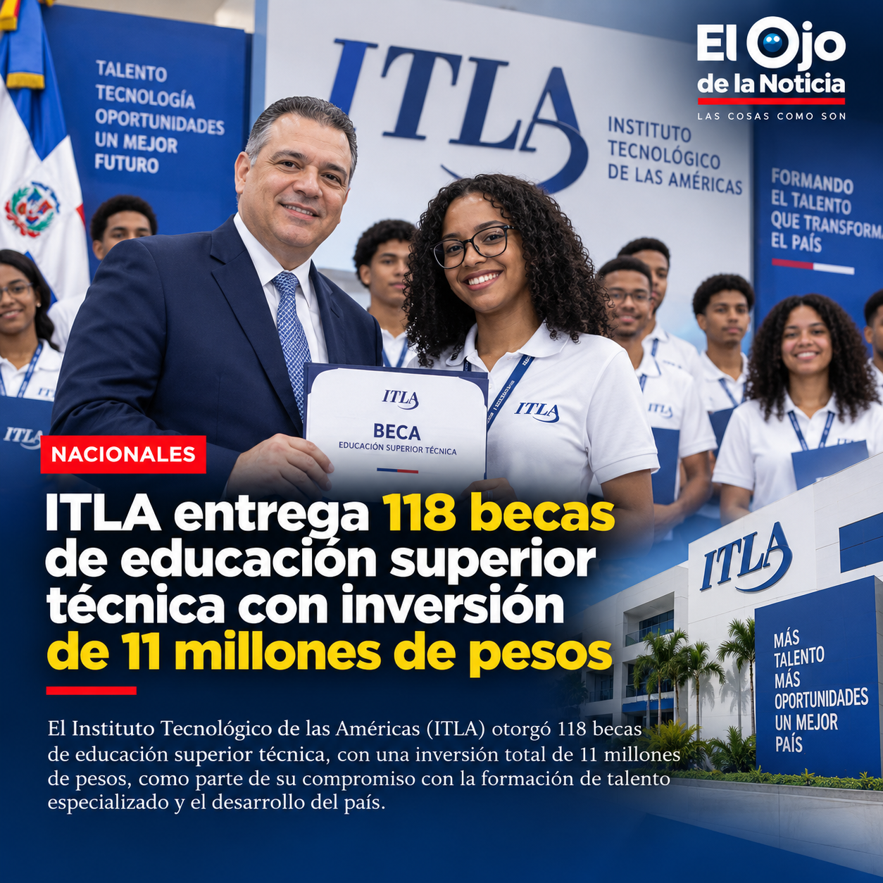 ITLA entrega 118 becas de educación superior técnica con inversión de 11 millones de pesos